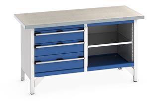Bott Bench1500Wx750Dx840mmH - 3 Drawers, 1 Shelf & Lino Top 41002167.**